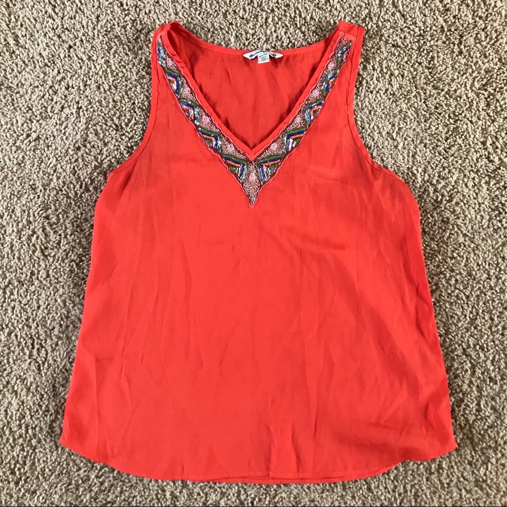 American Eagle orange beaded tank